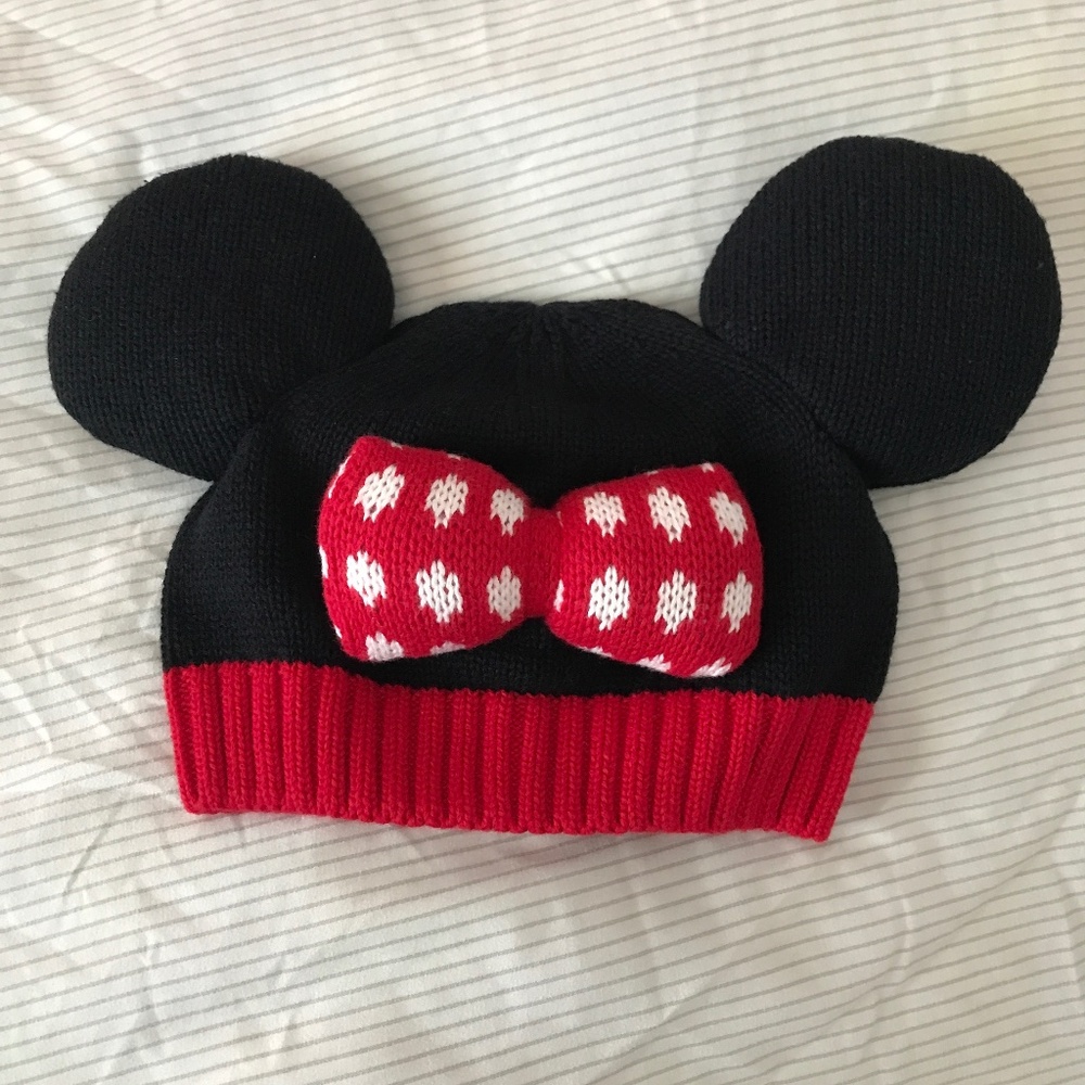 Minnie Mouse ears knitted toddler hat